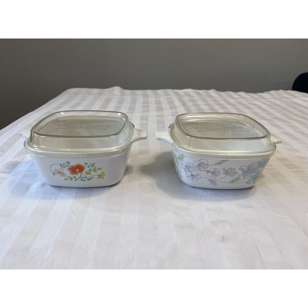 Vintage Corning Ware P-43-B Petite Pan Lot 2 3/4 Cup Wildflower Pastel Bouquet